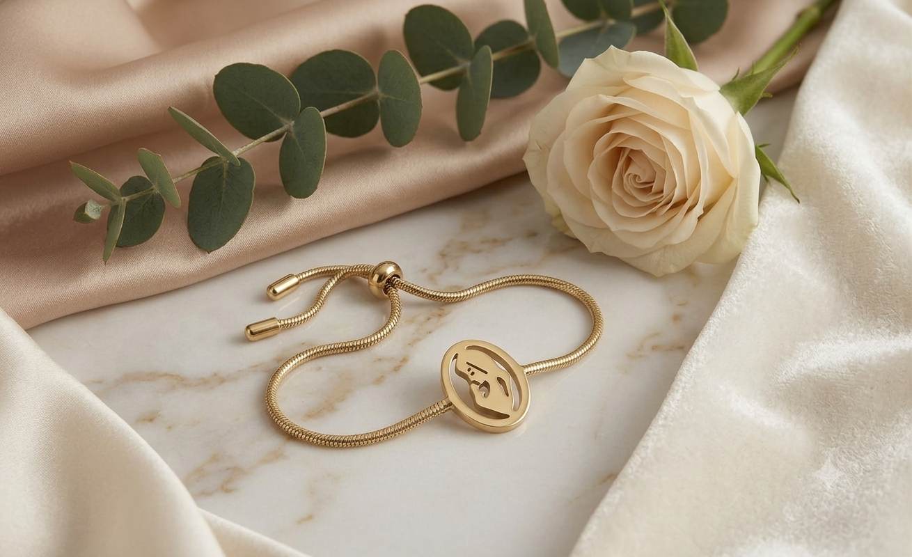 Pulseira Nossa Senhora de Fátima Dourada⁠